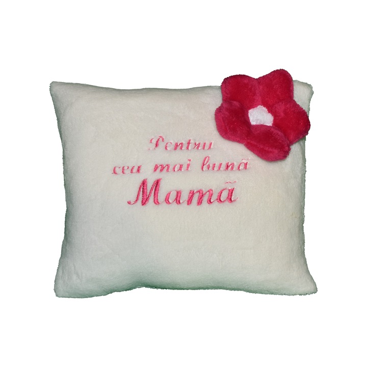 Perna ”Pentru cea mai buna Mama”, crem, 42x35 cm, material cosyfleece