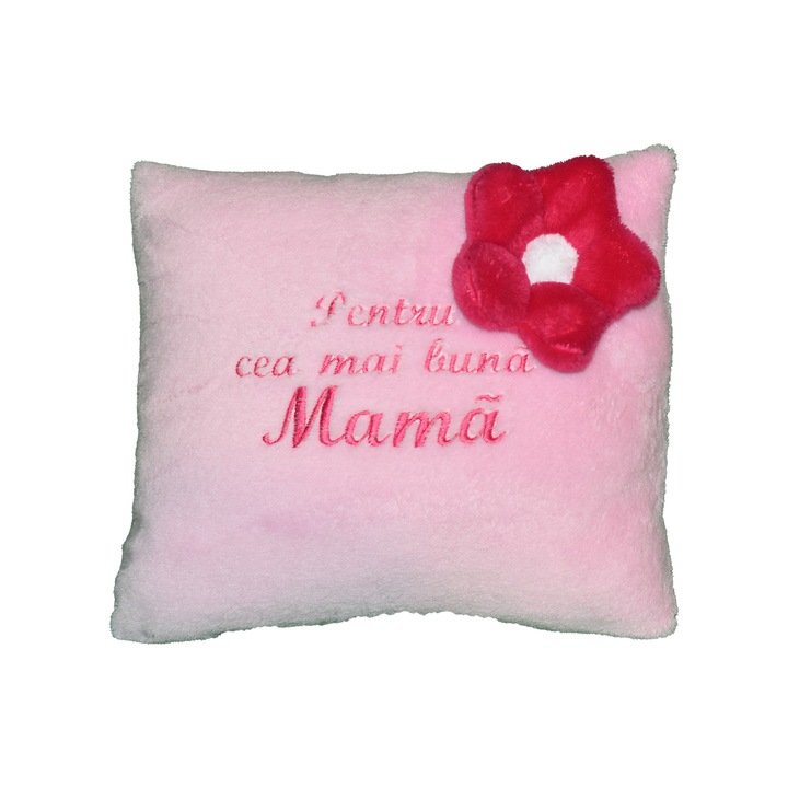 Perna ”Pentru cea mai buna Mama”, roz deschis, 42x35 cm, material cosyfleece