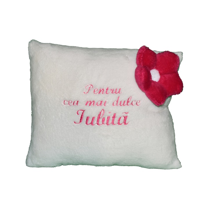 Perna ”Pentru cea mai dulce Iubita”, crem, 42x35 cm, material cosyfleece