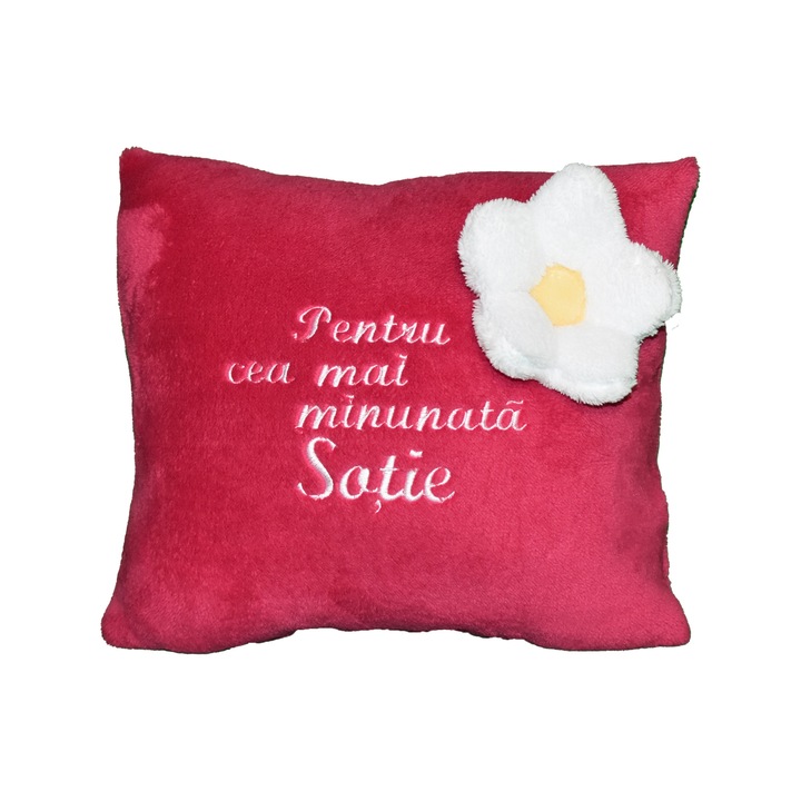 Perna ”Pentru cea mai minunata Sotie”, roz inchis, 42x35 cm, material cosyfleece