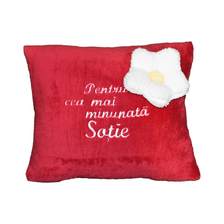 Perna ”Pentru cea mai minunata Sotie”, rosu, 42x35 cm, material cosyfleece