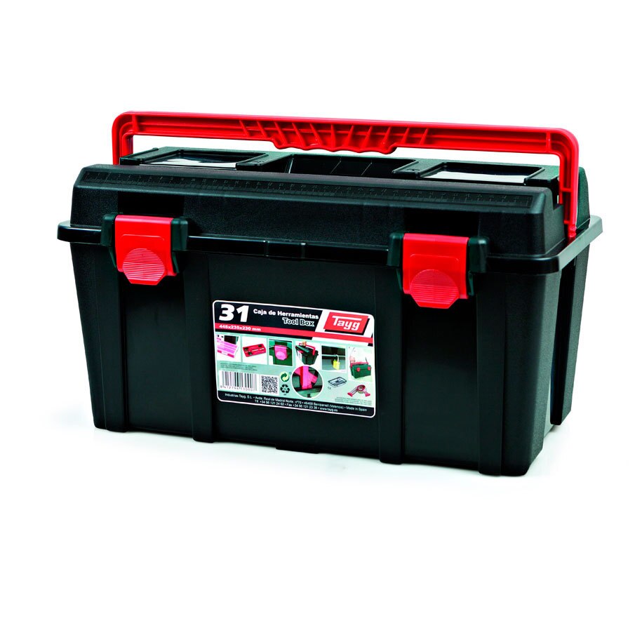 Cutie de scule detasabila Tayg 31 , Catarama , Cu un maner si capace organizatoare,Negru - Rosu, Plastic, 235 x 230 x 445 mm