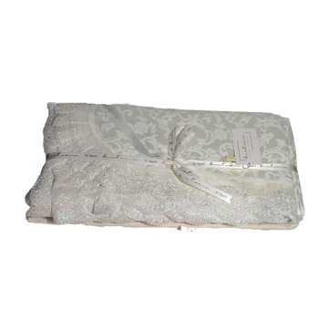 Set de lux cuvertura jacquard + cearceaf pat + 4 fete perna, Miranda Ecru Set de lux cuvertura jacquard + cearceaf pat + 4 fete perna, Miranda Ecru