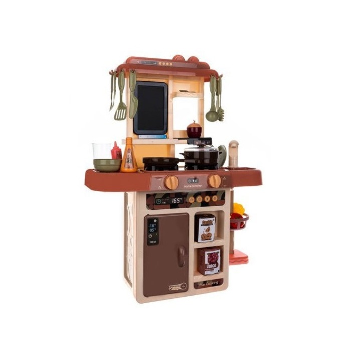 Set Bucatarie Interactiva cu Abur, Complet Echipata Exclusiv pentru Copii, Multifunctionala, Dezvolta Imaginatia si Stimuleaza Creativitatea, Lumini si Sunete reale Specifice, 42 Elemente
