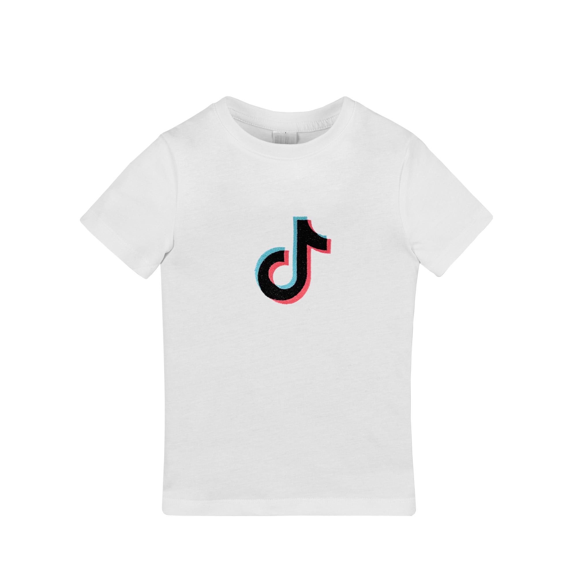 Tricou copii, LWS, bumbac organic, brodat, model Tik Tok, alb, 104 cm