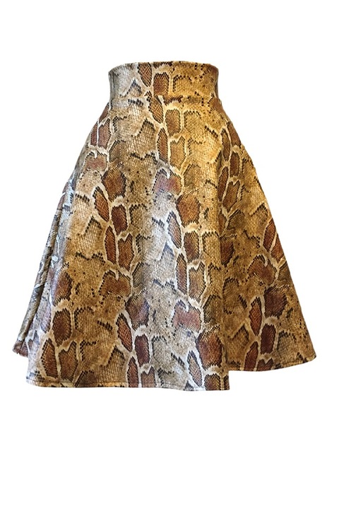 Clos GOSSE Кожена пола с животински принт, Кафяв