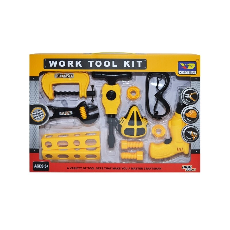 Set unelte constructii, 12 piese, Galben, 3 ani +