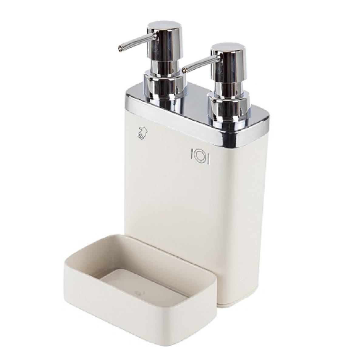 Dispenser Detergent de vase si Sapun Lichid, VIVA, 2 in 1, 900 ml , Bej