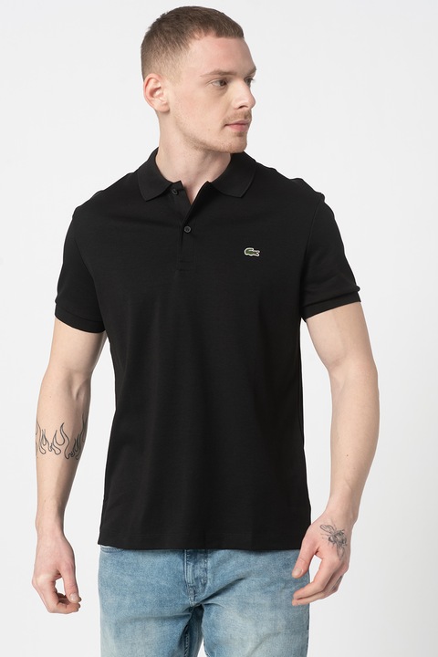 Lacoste, Tricou polo regular fit de bumbac, Negru