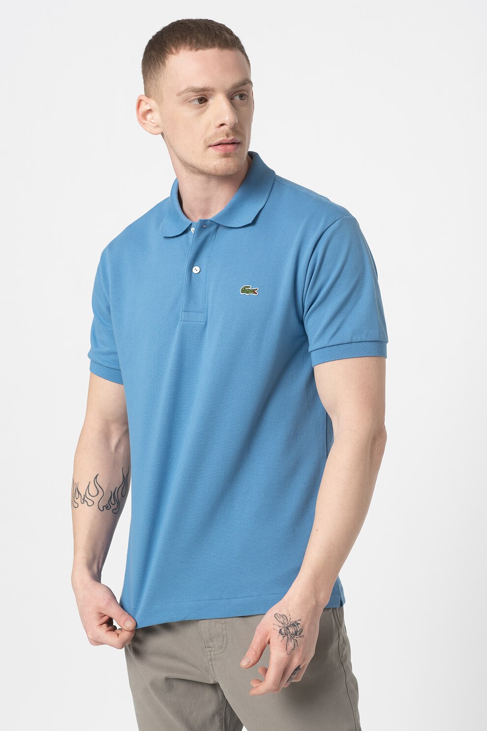 Lacoste Tricou polo de bumbac cu aspect pique Albastru pastel 9