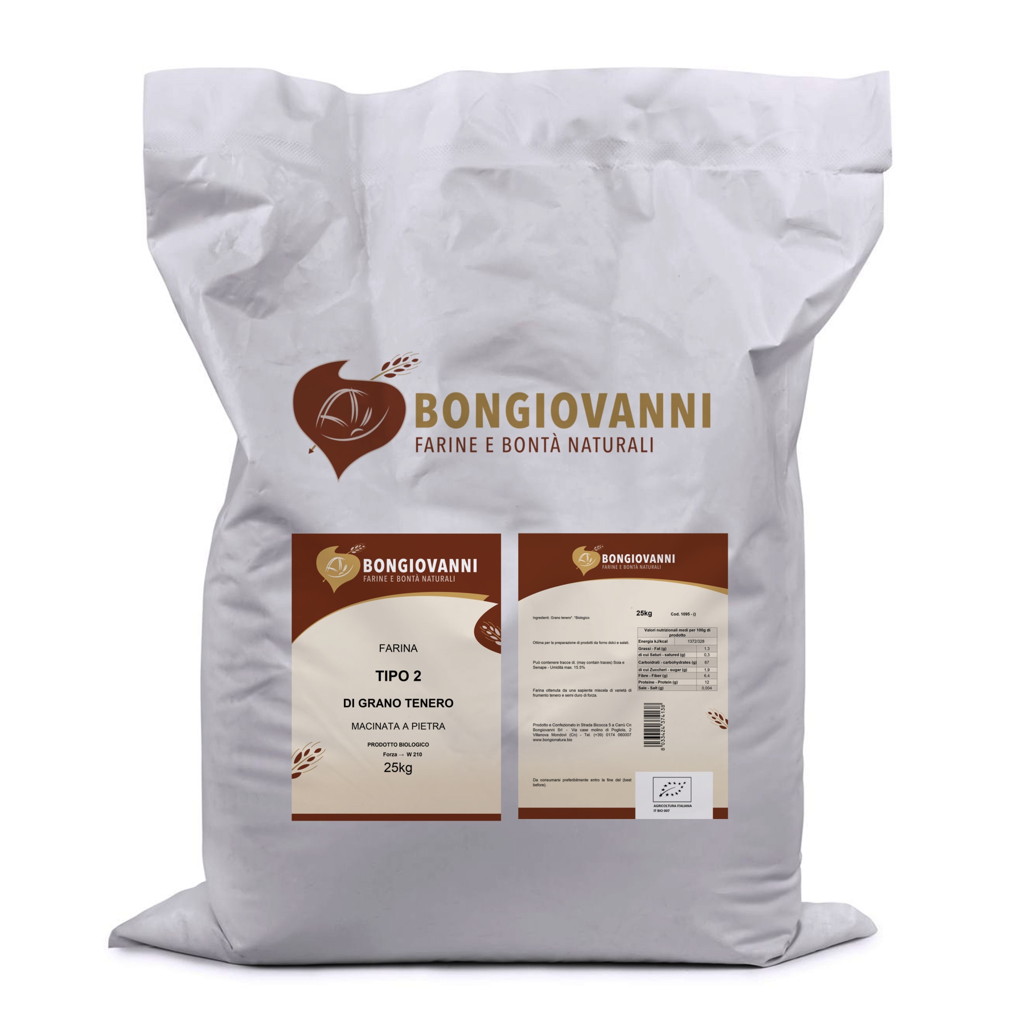 Faina de grau Bongiovanni, Tip 2, Bio, 25 kg