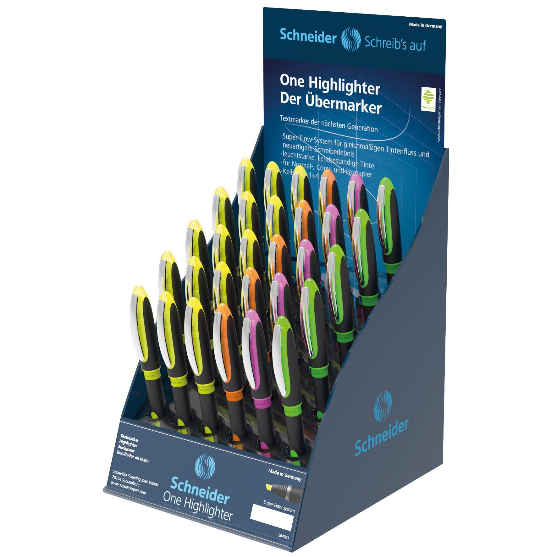 Set 30 bucati textmarker Schneider One, varf tesit, 4 culori diferite