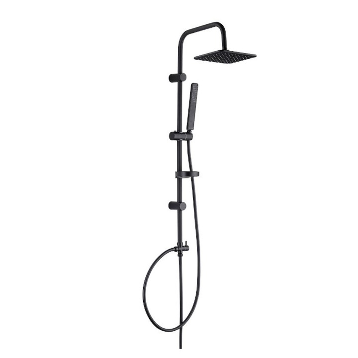 Coloana de dus cu para superiora rotunda, bara si para de mana, negru mat, Kuchinox