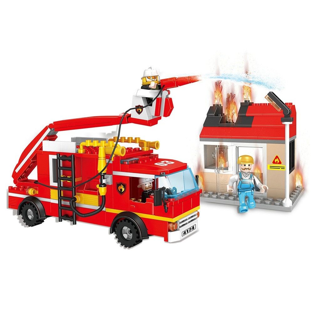 Set de constructie Masina de Pompieri- Cogo Fire 328 piese