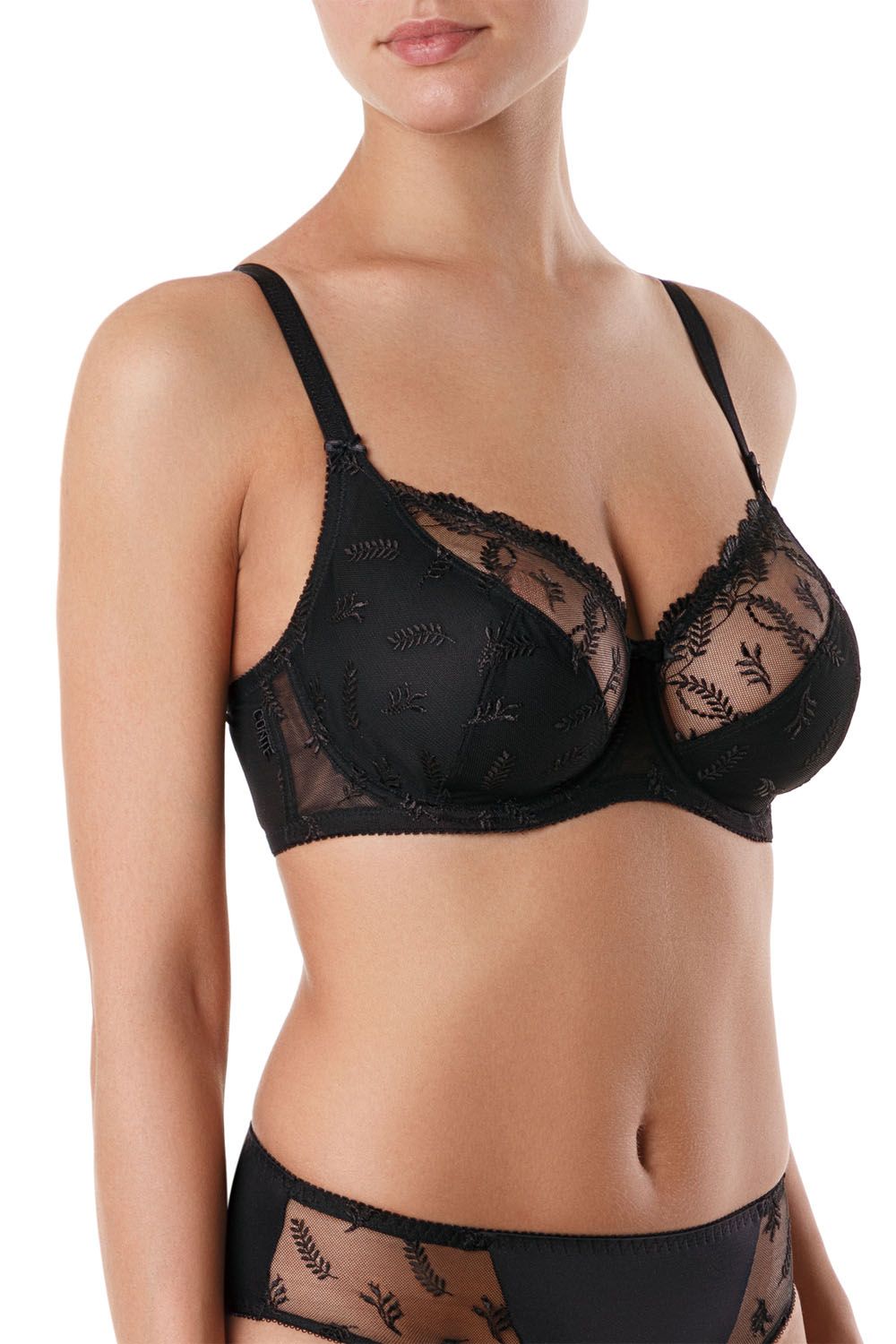 Sutien minimiser cu dantela, Conte Elegant Rendezvous RB6013, Negru