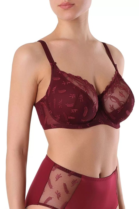 Sutien minimiser cu dantela, Conte Elegant Rendezvous RB6013, Visiniu