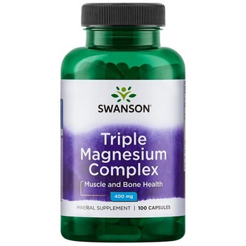 Supliment alimentar, Complex Triplu Magneziu (400 mg), Swanson Triple Magnesium Complex - 100 capsule (100 doze) Supliment alimentar, Complex Triplu Magneziu (400 mg), Swanson Triple Magnesium Complex - 100 capsule (100 doze)