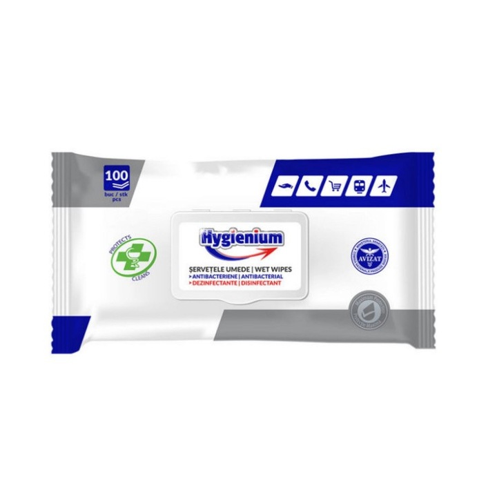 Servetele umede antibacteriene 100 buc cu capac Hygienium