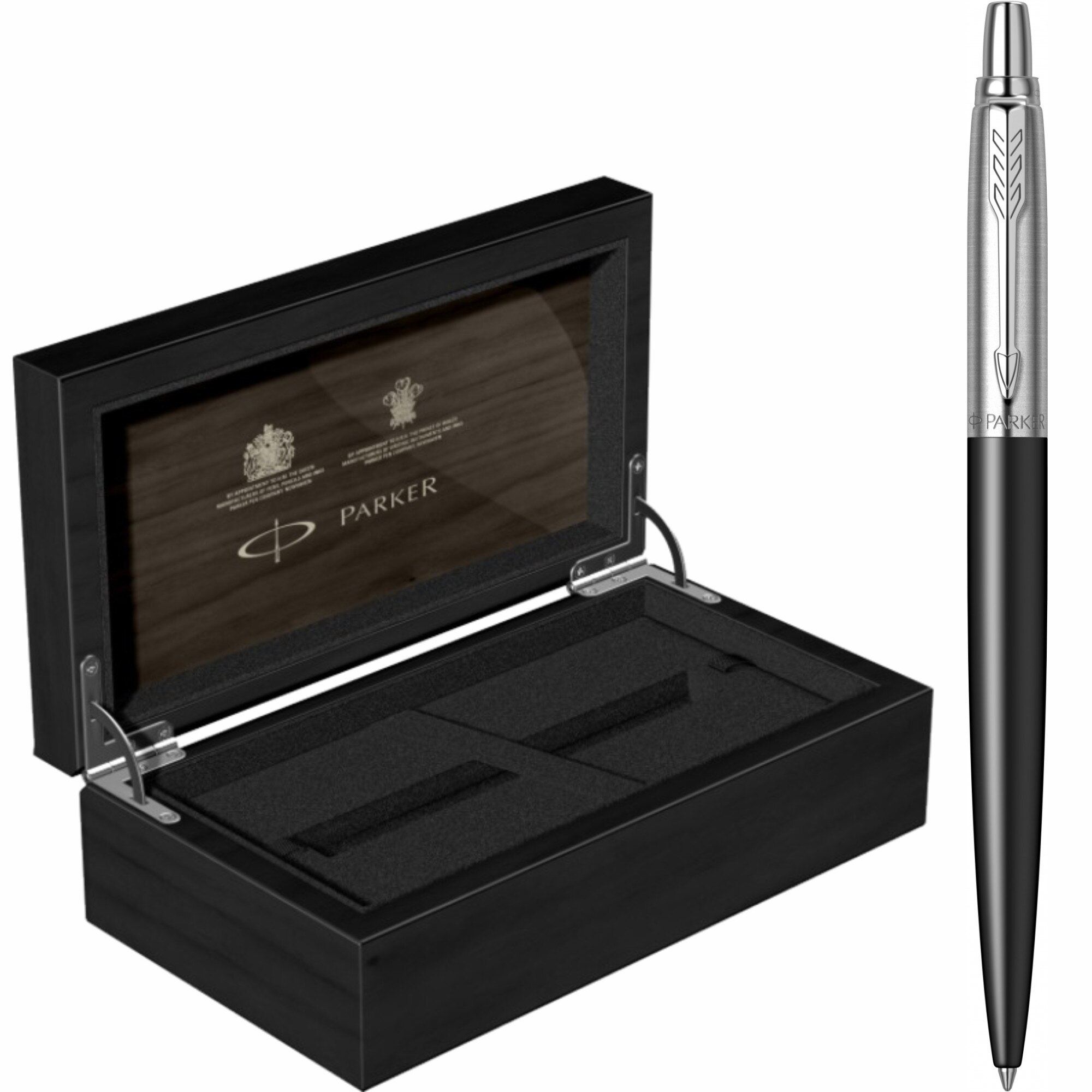 Pix Jotter Royal Bond Street Black CT Personalizat prin Gravura Laser in Cutie de Lemn Parker