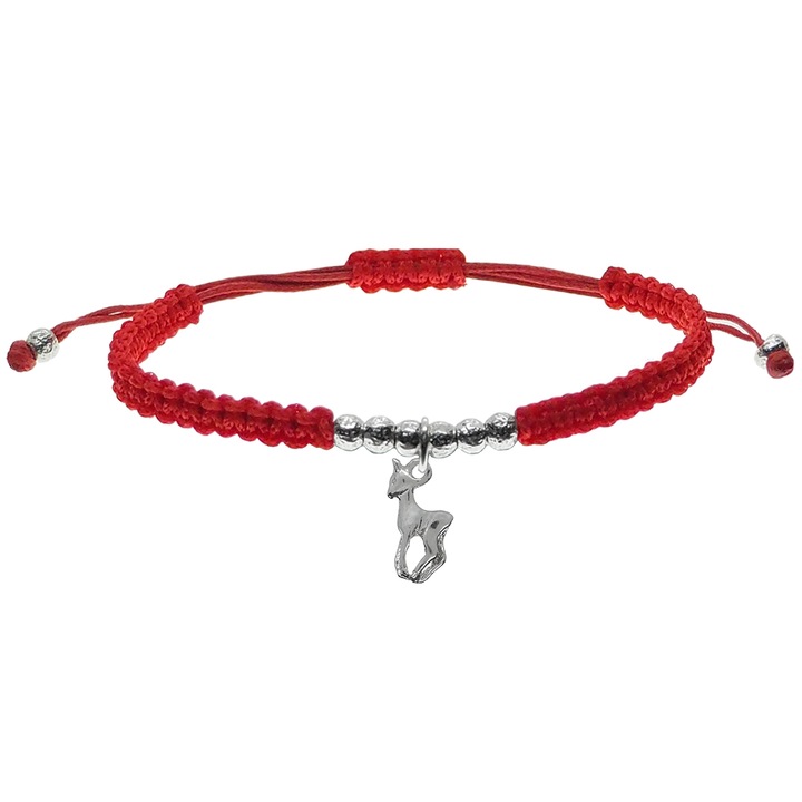 Kézzel fonott egyedi fekete zsinór karkötő Ezüst szarvas 6214400 Dras 6606