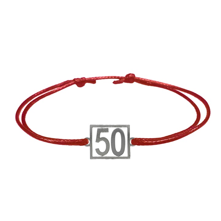 Bratara snur negru personalizata Cifra 50 argint numar norocos cifre aniversare 10255_0260 Dras 8069