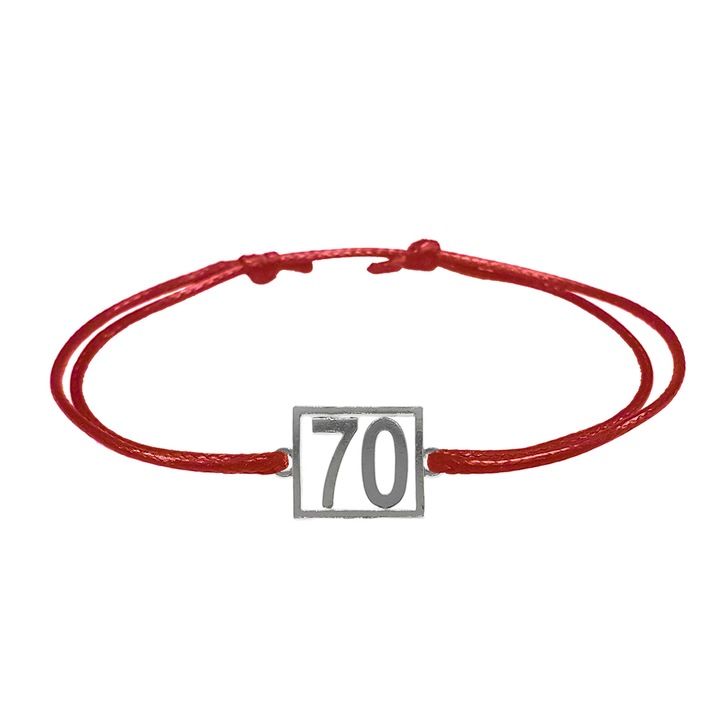 Bratara snur negru personalizata Cifra 70 argint numar norocos cifre aniversare 10247_0260 Dras 8089