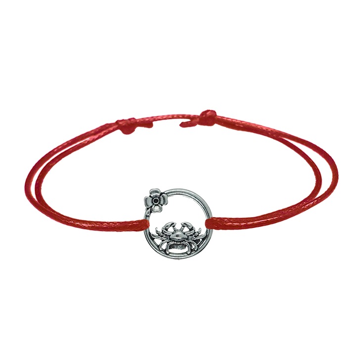 Martisor Személyre szabott piros szál karkötő Rák zodiákus ezüst európai állatöv 10147240 Dras 15-27 cm állítható