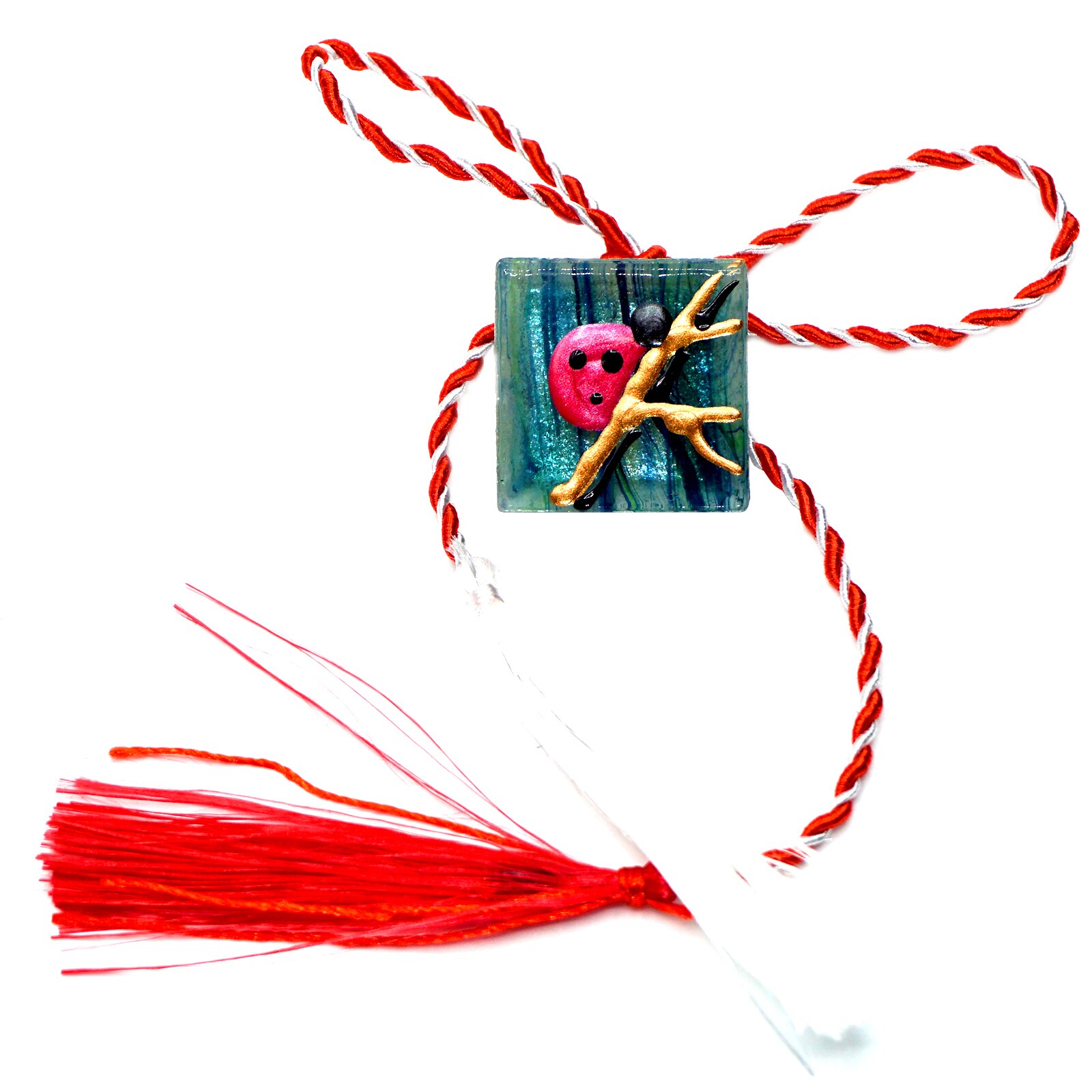 Martisor brosa, handmade, pictat pe sticla, Regalo - Gargarita, 2,2 cm