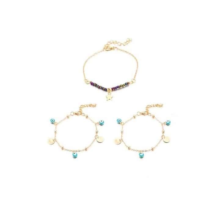 Set 3 Bratari Janna, Pursehuit, Auriu, Aliaj metalic