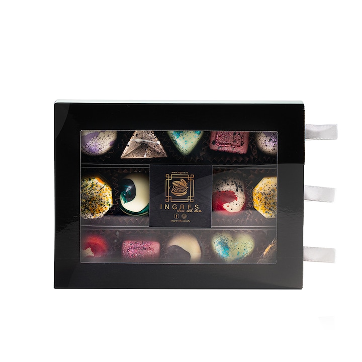 Praline artizanale Ingres din ciocolata belgiana - pachet de 15 praline umplute cu diverse arome