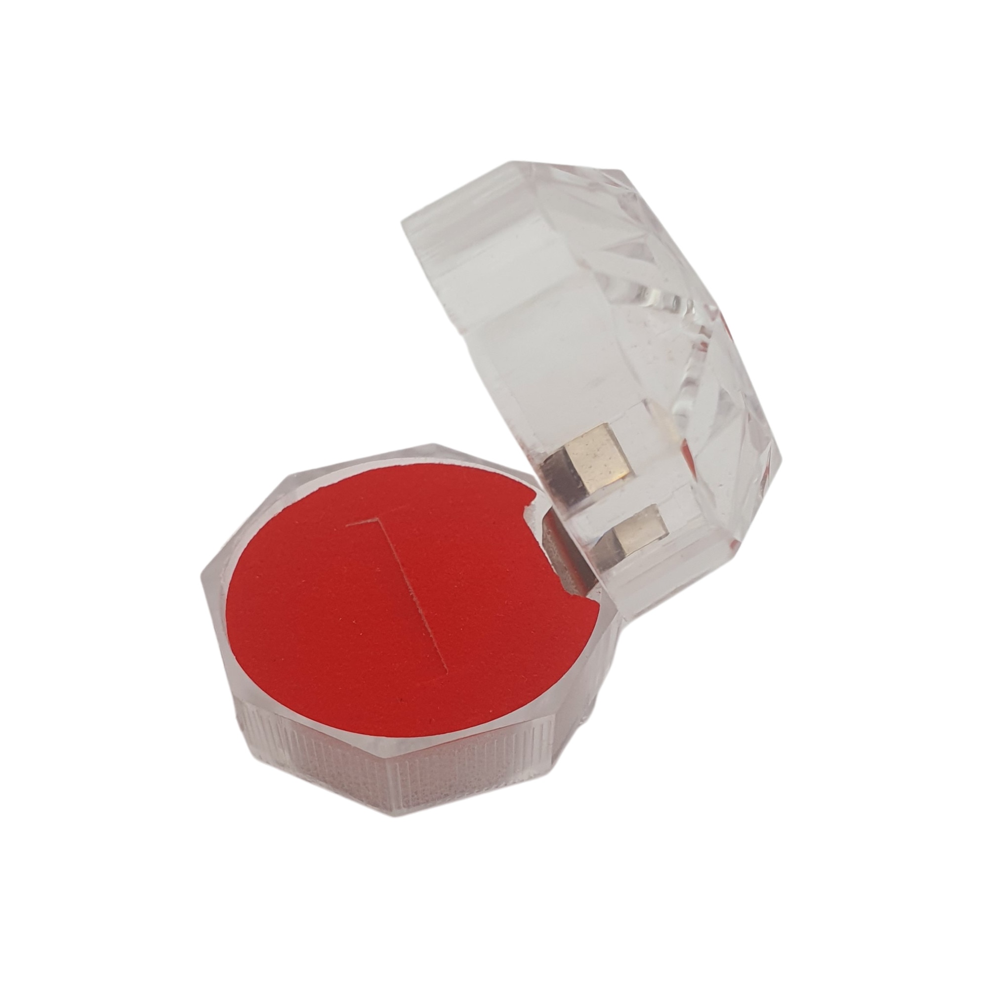 Cutie bijuterii, Jumpto, model transparent, rosu, 33x35 mm