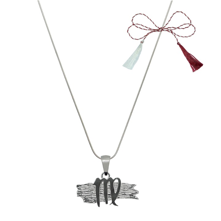 Martisor Személyre szabott ezüst lánc zodiákus medál Szűz görög állatöv ezüst 4132SCH640 Dras 55 cm ezüst