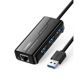 Adaptor Ugreen USB-A Male To Ethernet Aadptor + 3 Ports USB HUB Adaptor Ugreen USB-A Male To Ethernet Aadptor + 3 Ports USB HUB
