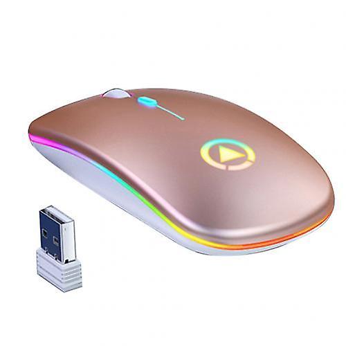 Woman shark Karu Mouse laptop fara fir, YinDiao, cu bluetooth si receptor USB, iluminare RGB  si acumulator reincarcabil, roz auriu - eMAG.ro