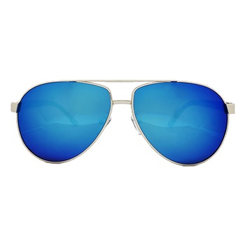 Ochelari de soare polarizati, model Aviator, protectie UV 400, Toc inclus, lentile albastre