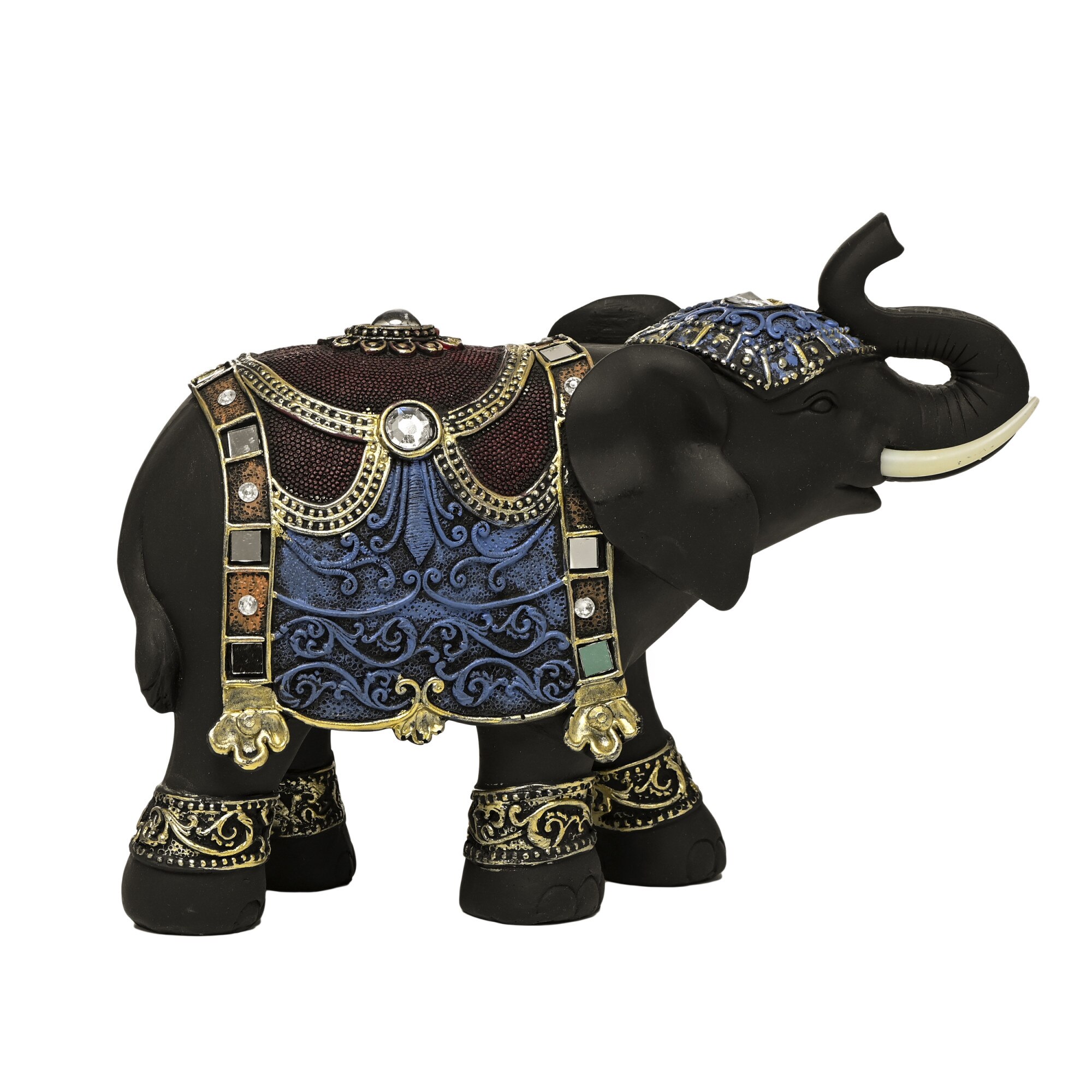 Statueta decorativa elefant HIJA II, 27.5 cm, realizata manual din rasina