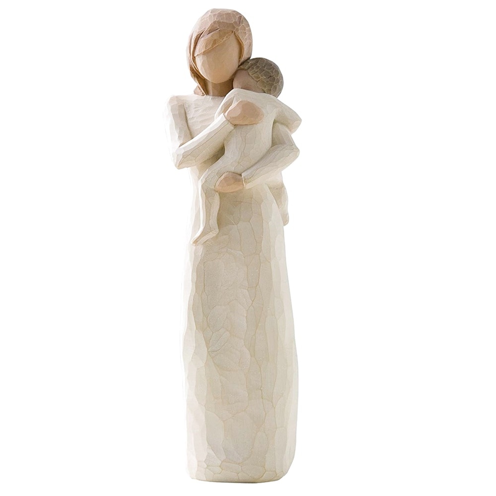 Statueta mama cu copil Caring 22cm, Rasina, Crem