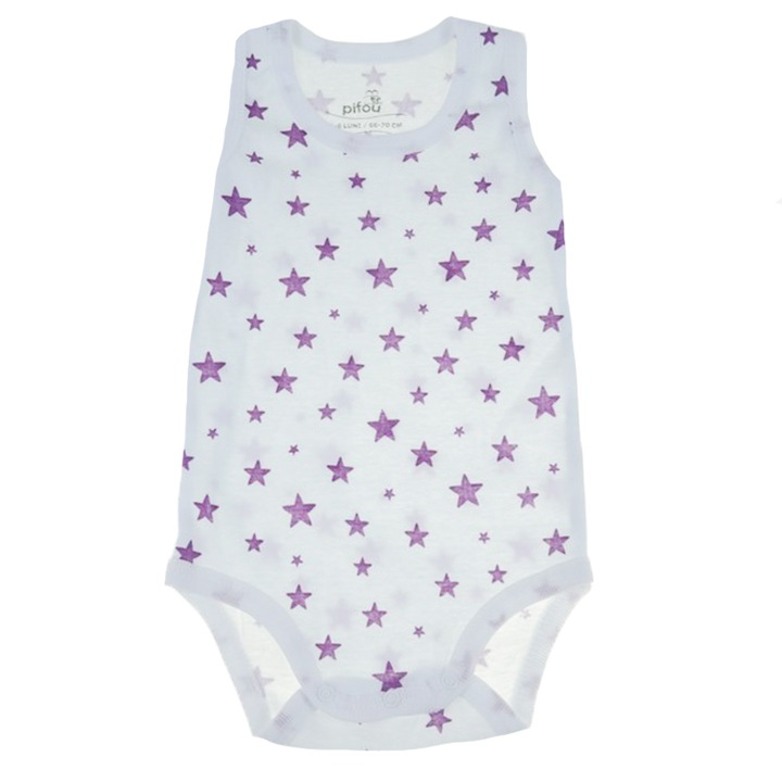 Body tip maiou pentru fete Pifou Model 5 BM5P1-66-70-cm, Alb 66-70 CM