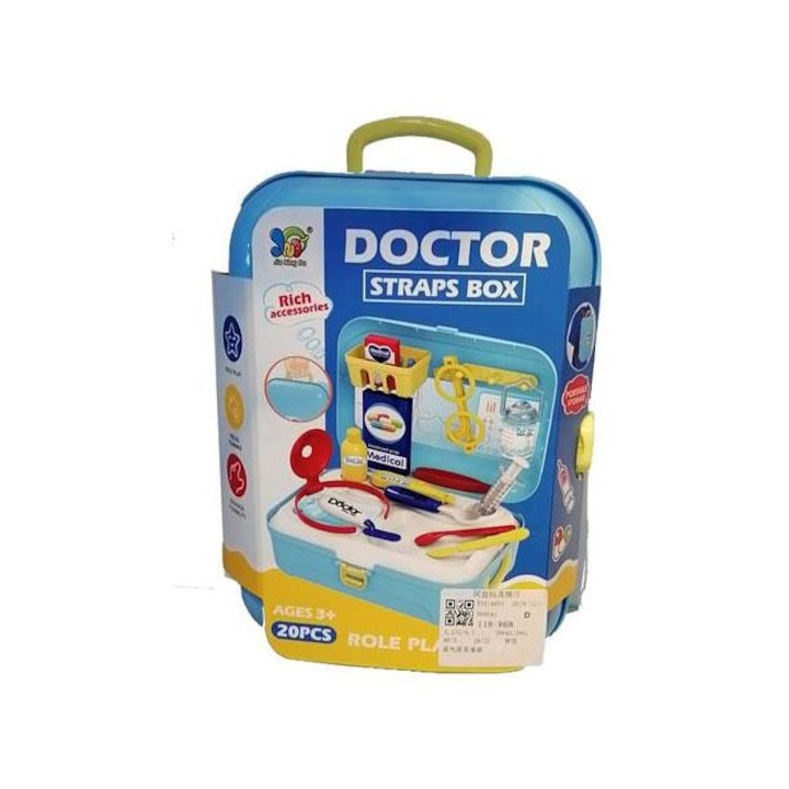 Magic Toys 3752060 Kék doktoros játékszett bőröndben kiegészítőkkel
