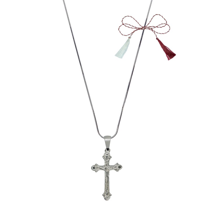 Martisor személyre szabott ezüst lánc ezüst kereszttel 4188SCHD490 Dras 45 cm ezüst