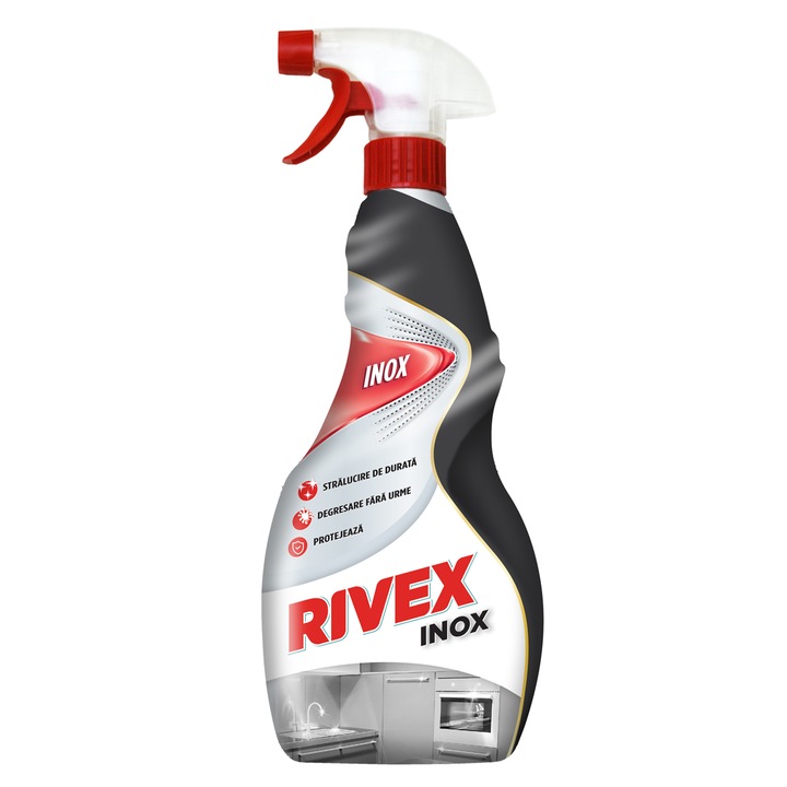 Разтвор Rivex Expert, За повърхности от инокс, керамика, стъкло, огледала, 750 мл