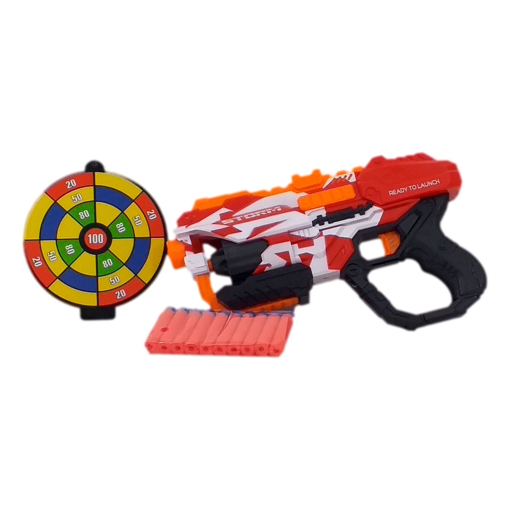Set Arma de jucarie Blaster Storm,20 gloante de spima, rosu alb