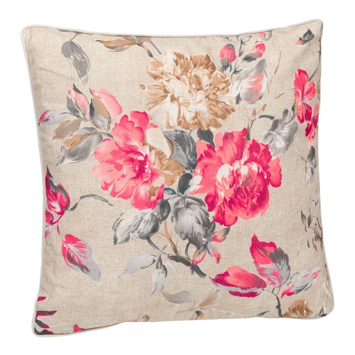 Perna decorativa din bumbac cu model floral, Dragmari Luxury Decor, multicolor, 46,2x46,2 cm