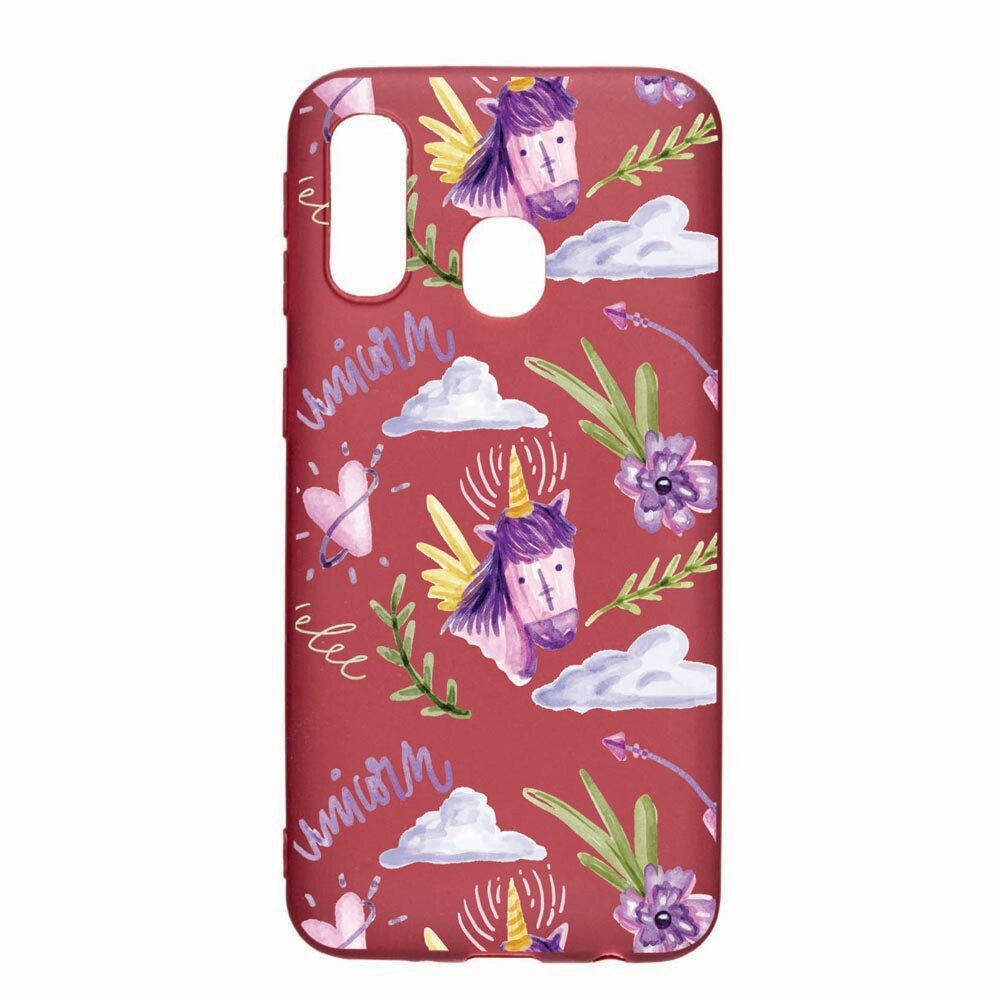 Husa Samsung Galaxy A40, Unicorn Pattern, rezistenta la uzura, anti-alunecare, din silicon Premium, Pomegranate, PG89