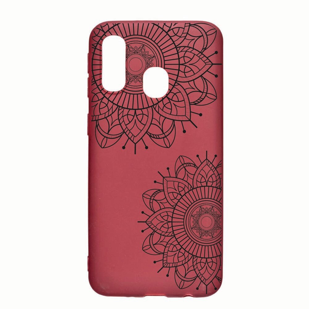 Husa Samsung Galaxy A40, Black Flowers, rezistenta la uzura, anti-alunecare, din silicon Premium, Pomegranate, PG117