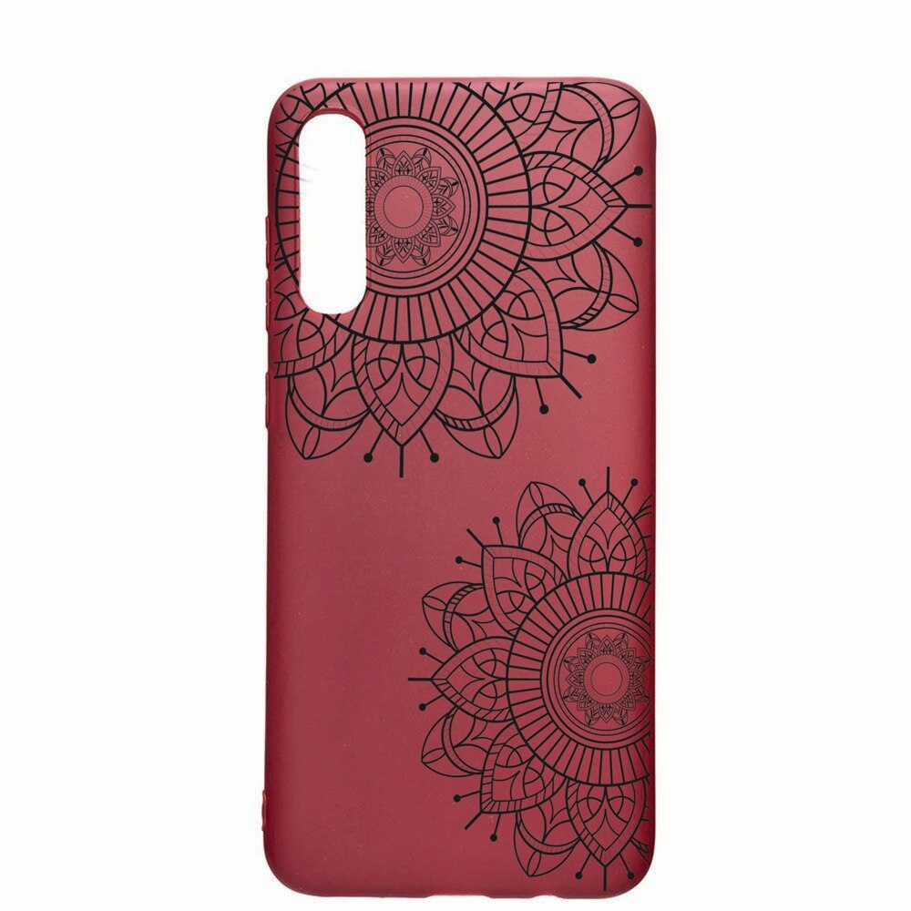 Husa Samsung Galaxy A50 / A50S, Black Flowers, rezistenta la uzura, anti-alunecare, din silicon Premium, Pomegranate, PG117