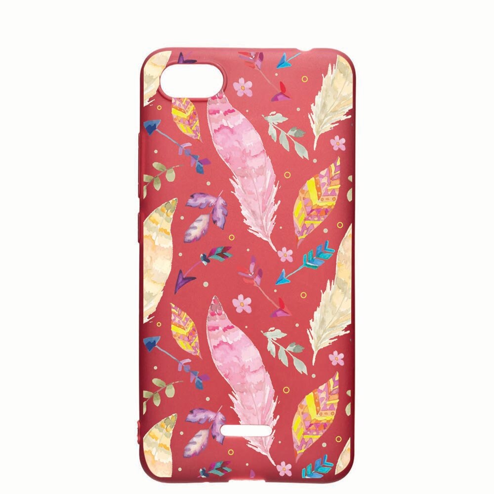 Husa Apple iPhone 6S / 6, Happy Feathers, rezistenta la uzura, anti-alunecare, din silicon Premium, Pomegranate, PG68