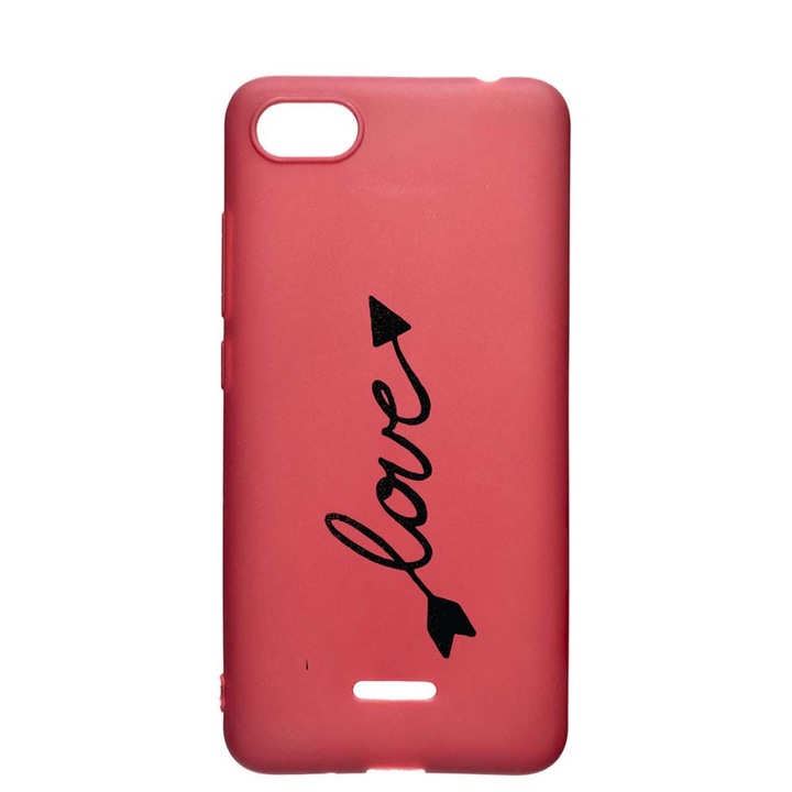 Xiaomi Redmi 6A, Love, устойчив на износване, противоплъзгащ, премиум силиконов калъф, нар, PG225