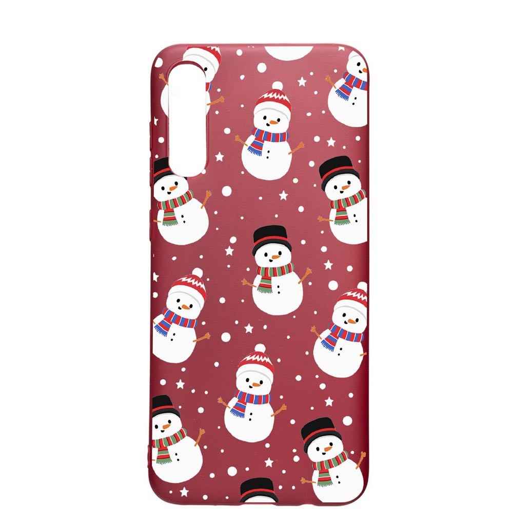 Husa Samsung Galaxy A70, Snowman, rezistenta la uzura, anti-alunecare, din silicon Premium, Pomegranate, PG351