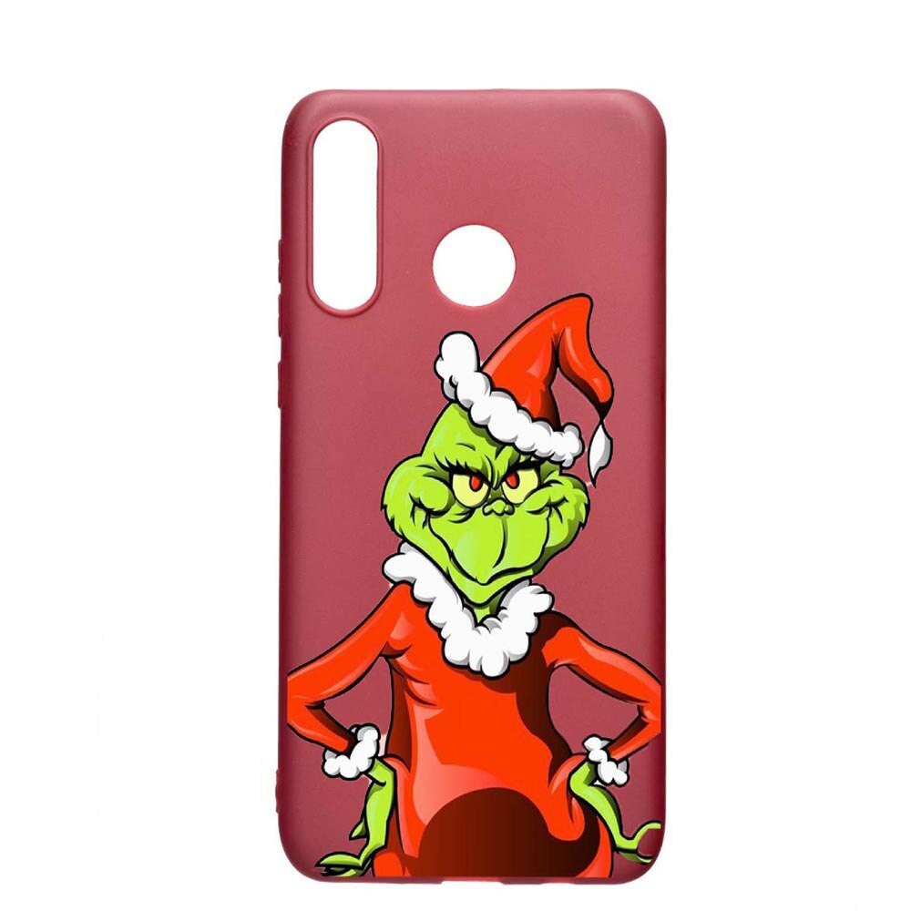 Husa Huawei P30 Lite, Xmas Grinch, rezistenta la uzura, anti-alunecare, din silicon Premium, Pomegranate, PG322
